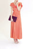 30s peach ruffle dress