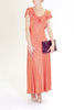 30s peach ruffle dress
